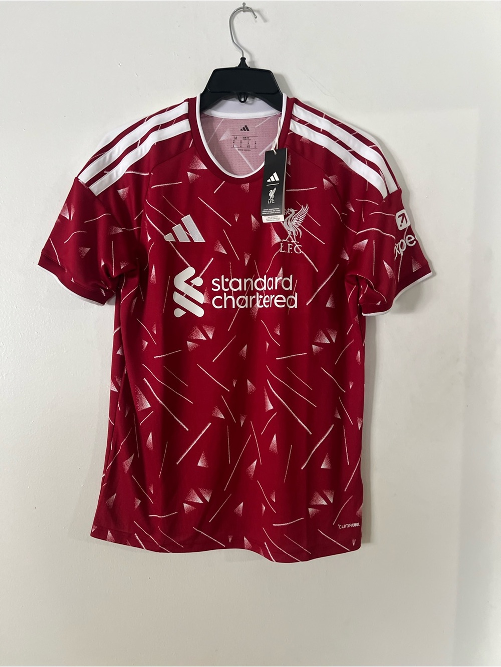 adidas Men's Liverpool FC Red and White Short Sleeve Jersey SZ M
